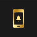 phone, bell, ringtone gold icon. Vector illustration of golden style