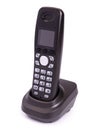 Phone of black color, digital, wireless, isolated