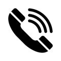 Phone black icon. Call symbol isolated on white in vector.