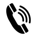 Phone black icon. Call symbol isolated on white in vector.