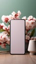 Phone with a blank screen, perfect for adding your spring decor Royalty Free Stock Photo