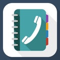 Phone book flat icon with long shadow Royalty Free Stock Photo