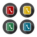 Phone book flat icons set with long shadow Royalty Free Stock Photo