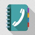 Phone book icon in flat style on transparent background