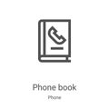 phone book icon vector from phone collection. Thin line phone book outline icon vector illustration. Linear symbol for use on web Royalty Free Stock Photo
