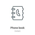 Phone book outline vector icon. Thin line black phone book icon, flat vector simple element illustration from editable content Royalty Free Stock Photo