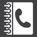 Phone book solid icon, Contact us and website