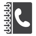 Phone book solid icon, Contact us and website