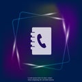 Phone book. Vector neon light icon of a notebook for recording t