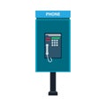 Phone booth call sign technology vector icon. Modern blue concept telecommunication flat outdoor city telephone Royalty Free Stock Photo