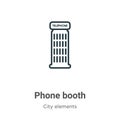 Phone booth outline vector icon. Thin line black phone booth icon, flat vector simple element illustration from editable city Royalty Free Stock Photo