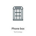 Phone box outline vector icon. Thin line black phone box icon, flat vector simple element illustration from editable technology Royalty Free Stock Photo