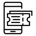 Phone boxing tickets icon, outline style