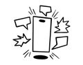 phone with bubble speech messages icon doodle hand drawn. Outline drawing phone with notifications line clipart symbol