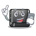 With phone button f12 on a keyboard mascot Royalty Free Stock Photo