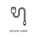 Phone cable icon. Trendy modern flat linear vector Phone cable i