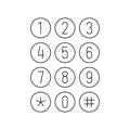 Phone or calculator keypad. Smartphone interface screen. Round buttons keyboard. Royalty Free Stock Photo