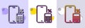 Phone calculator line icon. Smartphone app sign. Halftone dotted pattern. Vector