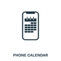 Phone Calendar icon. Flat style icon design. UI. Illustration of phone calendar icon. Pictogram isolated on white. Ready