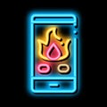 Phone Call Fire Dept neon glow icon illustration