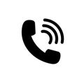 Phone call icon.Black mobile telephone icon in flat style.Phone cell symbol for web on isolated background. vector Royalty Free Stock Photo