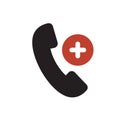 Phone call icon, technology icon with add sign. Phone call icon and new, plus, positive symbol Royalty Free Stock Photo