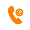 Phone call icon, technology icon with clock sign. Phone call icon and countdown, deadline, schedule, planning symbol