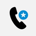 Phone call icon, technology icon with star sign. Phone call icon and best, favorite, rating symbol