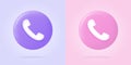 Phone call icon in trendy 3d style on blue button. White telephone symbol. Vector illustration