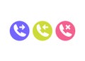 phone call, incoming, outgoing and missed icons