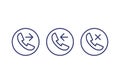 phone call, incoming, outgoing, missed line icons