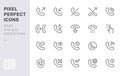 Phone call line icons set. Answer telephone, dial contact, customer service, sms minimal vector illustrations. Simple