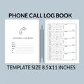 Phone Call Log Book - KDP Interior Design - Printable Low-Content Books, Planner, Notebook, Diary, Template
