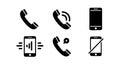 Phone call and mobile device icon set with silent and ringing modes for communication concept vector illustration Royalty Free Stock Photo