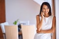 Phone call, remote work and portrait of business woman for online chat, networking and discussion. Working from home Royalty Free Stock Photo