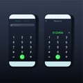 Phone call screen design concept. Smartphone dial keypad screen. Call the number, contact