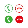 Phone Call vector icon. Style is flat rounded symbol, red and green colors,