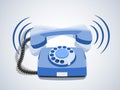 Phone call, vintage rotary telephone, retro phone, old wired phone handset Royalty Free Stock Photo