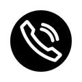 Phone calls icon. Accept call button. Telephone receiver symbol. Black color button with handset silhouettes. A glyph icon for Royalty Free Stock Photo