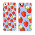 Phone case collection.Colorful background made of strawberry in flat design. Funny fruit. Cute Seamless Pattern in flat style.