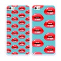 Phone case collection.Cosmetics and makeup pattern. Open mouth. Sweet kiss.Retro mobile phone decals. Royalty Free Stock Photo