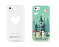 Phone case design with colored print. Modern London city skyline pattern with flat style design for cases vector illustra