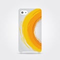 Phone case with orange grunge circle brush strokes for frames, Royalty Free Stock Photo