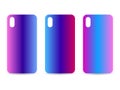 Phone case set with gradient backgrounds. Blurred shades. Vector