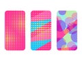 Phone case set. Memphis pattern background. Geometric elements memphis in the style of 80s. Vector