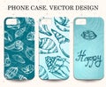 Phone case. Vintage vector background. Decorative shell elements