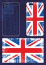 Phone cases with grunge United Kingdom flag. Vector Illustration Royalty Free Stock Photo