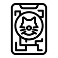 Phone cat tracker icon outline vector. Online view