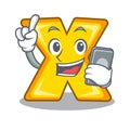 With phone character cartoon multiply sign for logo