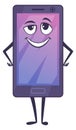 Phone character with smiling face. Funny smartphone mascot